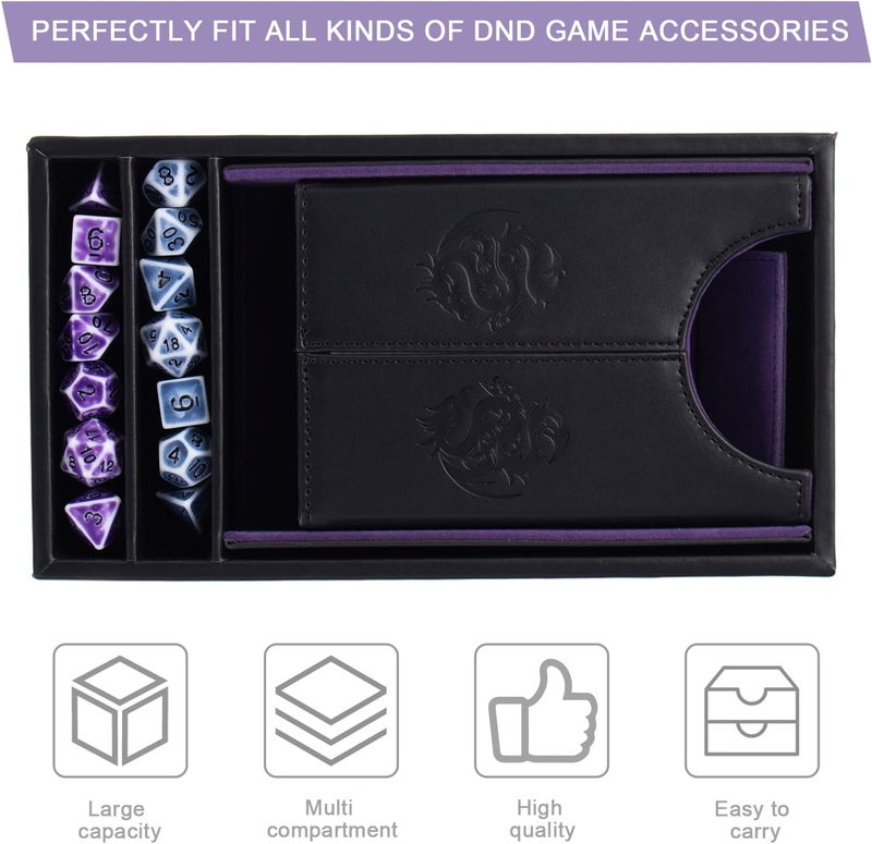 Magic Vosom DND Dice Tower and Tray Set with Non-Scratch Felt Lined Rolling and Velvet Surface - Folding Auto Dice Roller Dice Rolling Tower for RPG Board and Table Games - Image 3